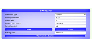 Sip Calculator example 1 my planner